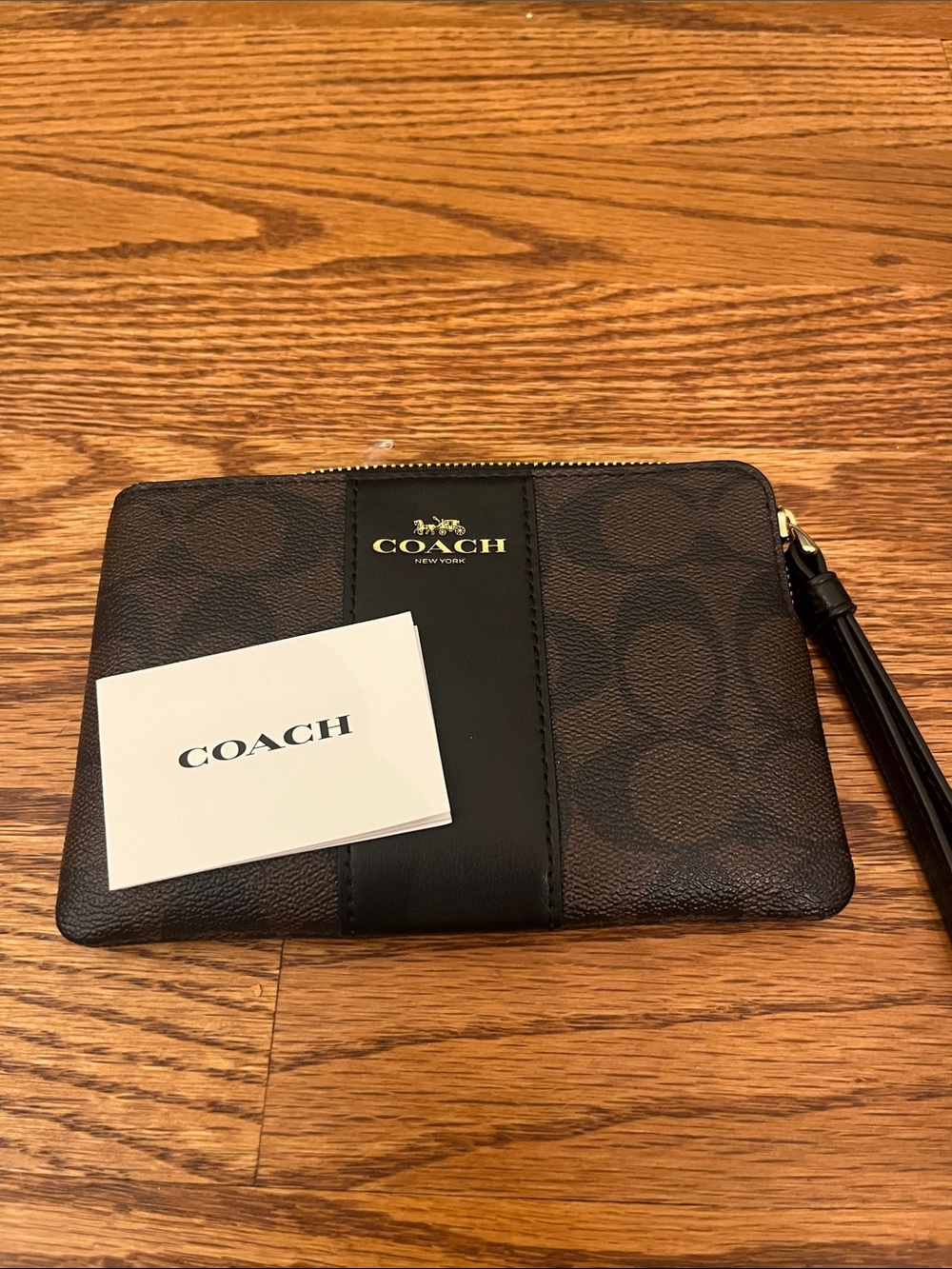 Coach Corner Zip Wristlet in Signature Canvas with Strip COA F58035